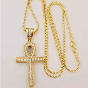 Men 14k Gold Plated Cross
